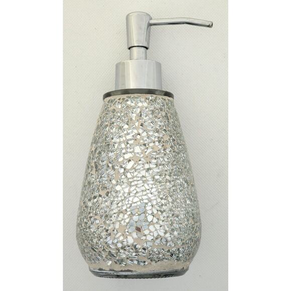 SOAP DISPENSER-Mirror Mosaic-Glitter-Silver-7 in High-Modern - Picture 6 of 10